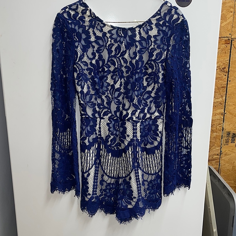 Navy Blue and white romper. Size small